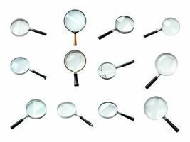 Magnifying glass isolated on white background with AI generated. photo