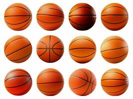 Basketball collection isolated on white background with AI generated. photo