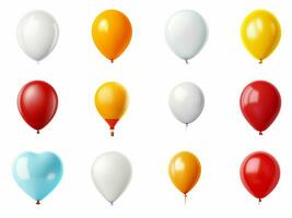 Balloon collection isolated on white background with AI generated. photo