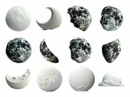 Moon collection isolated on white background with AI generated. photo