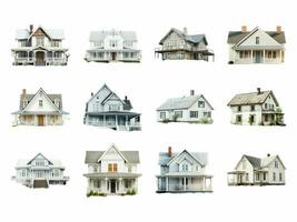 House collection isolated on white background with AI generated. photo