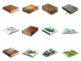 Book collection isolated on white background with AI generated. photo