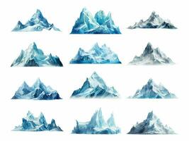 Ice mountain isolated on white background with AI generated. photo