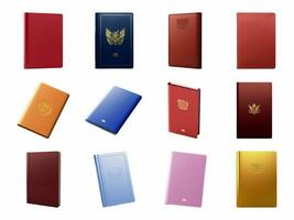 Passport collection isolated on white background with AI generated. photo