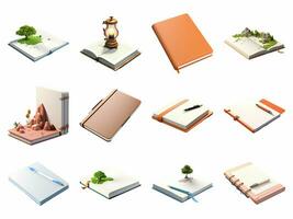 Journal collection isolated on white background with AI generated. photo