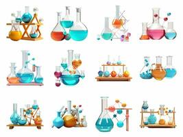 Chemistry collection isolated on white background with AI generated. photo