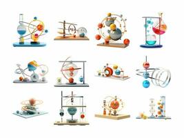 Physics collection isolated on white background with AI generated. photo