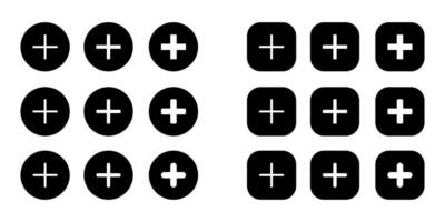 Add button icon vector. Social media plus symbol in different variations vector