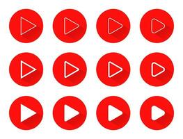 Play button vector in flat style. Streaming video symbol in different variations