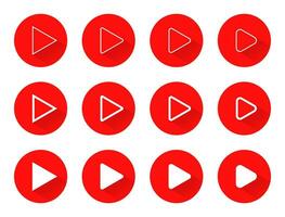 Play button vector in flat style. Streaming video symbol in different variations