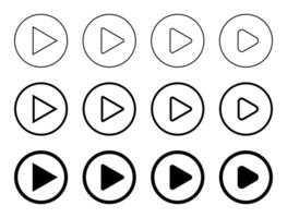 Play button vector in circle line. Streaming video sign symbol