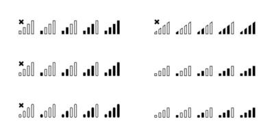 Signal strength indicator bar icon vector. Mobile phone network level sign symbol vector