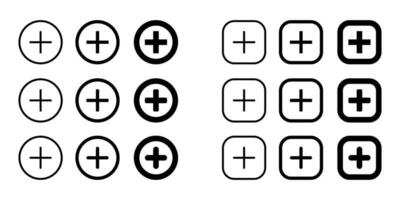 Add button icon vector set collection. Social media plus sign symbol