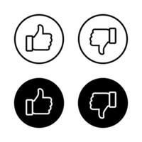 me gusta y disgusto botón icono vector en línea estilo. social medios de comunicación pulgar arriba abajo firmar símbolo