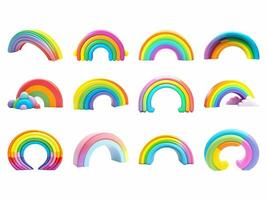 Rainbow collection isolated on white background with AI generated. photo