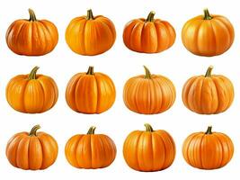 Pumpkin collection isolated on white background with AI generated. photo