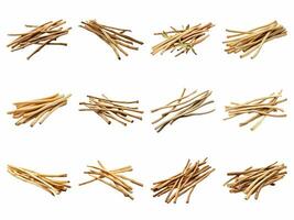 dried vanilla sticks collection isolated on white background with AI generated. photo