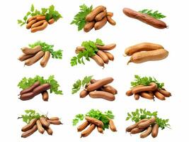 Tamarind collection isolated on white background with AI generated. photo