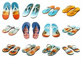 Flip flop collection isolated on white background with AI generated. photo