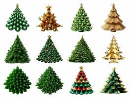 christmas tree collection isolated on white background with AI generated. photo