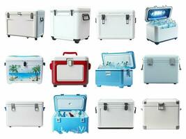 Cooler collection isolated on white background with AI generated. photo