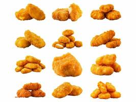 chicken nugget collection isolated on white background with AI generated. photo