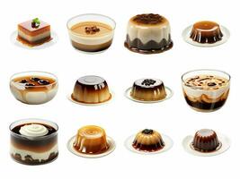 coffee jelly collection isolated on white background with AI generated. photo