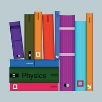 Set of books for reading, literature, dictionaries, encyclopedias, planners with bookmarks. vector