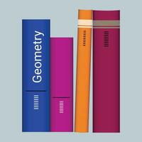 Set of books for reading, literature, dictionaries, encyclopedias, planners with bookmarks. vector