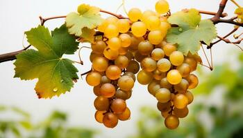 AI generated Ripe grapes on vine, nature sweet harvest in autumn generated by AI photo