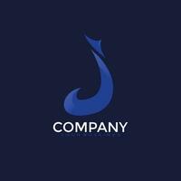 letter J initial logo company icon template with blue elegant color vector