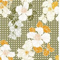 Yellow and white floral textile design vector