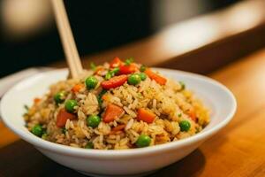 AI generated Fried rice with vegetables. Pro Photo