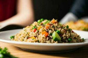 AI generated Fried rice with vegetables. Pro Photo