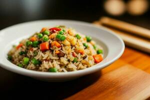 AI generated Fried rice with vegetables. Pro Photo