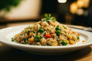 AI generated Fried rice with vegetables. Pro Photo