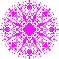 A pink circular mandala design with a flower in the center vector