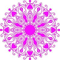 A pink circular mandala design with a flower in the center vector