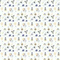 White and grey or blue floral textile design vector