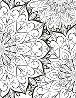 Page for anti-stress coloring. Lacy intertwining floral mandala patterns. Black outline isolated on white background. vector
