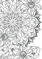 Anti Stress Coloring. Mandala and flowers isolated on white background. Round lace oriental ornament in colors for printing. vector