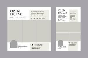 Real estate open house social media post and story template, Real Estate Services vector