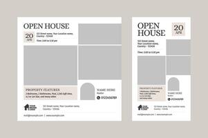 Real estate open house social media post and story template, Real Estate Services vector