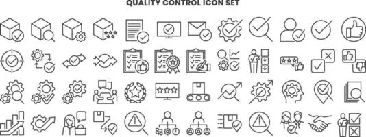 calidad controlar icono conjunto incluir inspeccionar, encuesta, y certificado. vector