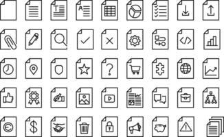 Document file icons set. Set includes icons as portfolio, editor, finance, accountant, editing, security. vector