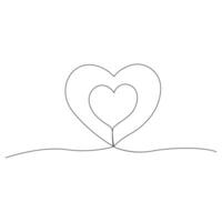 One line Continuous drawing of hearts shapes with love romantic Minimalistic outline vector symbols