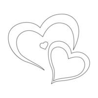 uno línea continuo dibujo de corazones formas con amor romántico minimalista contorno vector símbolos