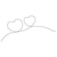 One line Continuous drawing of hearts shapes with love romantic Minimalistic outline vector symbols