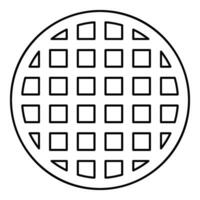 Grating grate lattice trellis net mesh BBQ grill grilling surface round shape contour outline line icon black color vector illustration image thin flat style