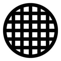 Grating grate lattice trellis net mesh BBQ grill grilling surface round shape icon black color vector illustration image flat style